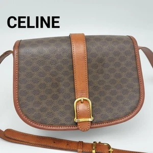 Borsa a tracolla CELINE Macadam vintage in pelle PVC marrone patta tracolla USATA 506D - Foto 1 di 10