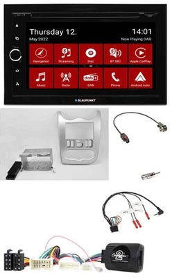 Blaupunkt Lenkrad DVD Bluetooth DAB 2DIN USB Autoradio für Dacia ab 2012 hellsil - Bild 1 von 4