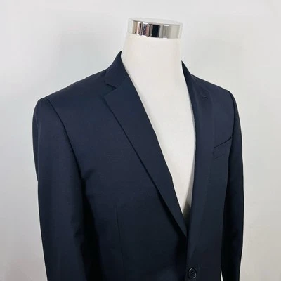 Abrigo deportivo John Varvatos EE. UU. 40L 100 % azul marino oscuro dos botones doble ventilación Foto 1 de 4