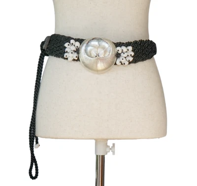 VTG 80s Seashell Braided Rope Waist Hip Belt 42" Statement Boho Nautical Hippie - Image 1 of 4
