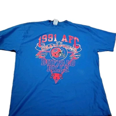 Camiseta deportiva vintage 1991 AF Champions Buffalo Bills Jostens etiqueta hecha en EE. UU.  Foto 1 de 4
