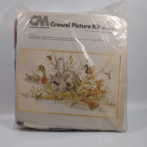 Columbia Minerva Crewel Kit WOODLANDS SCENE #7972 LARGE 36" X 22" NEW OLD STOCK - Picture 1 of 7