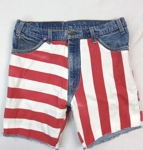 Vintage Levi’s Orange Tab 509 Relaxed Fit Cut Off Shorts FLAG USA Size 34 x 7 - Picture 1 of 11