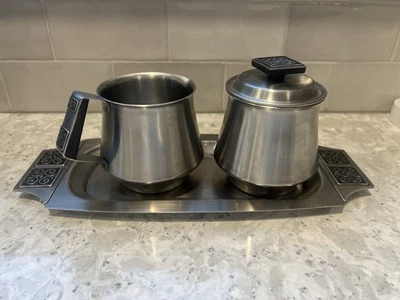 Azúcar y crema de acero inoxidable con bandeja Rogers-Insilco Fashion Foto 1 de 4