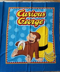 CURIOUS GEORGE HANGING OUT QUILT PANEL FABRIC WALL HANGING 100% COTTON MONKEY - Picture 1 of 1