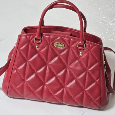 Bolso de mano Coach acolchado de cuero Madison F36679 clásico rojo Foto 1 de 4
