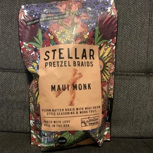 Trenzas Pretzel Stellar Snacks Maui Monk - Trenza de mantequilla vegana - Bolsa de 16 OZ RARA - Imagen 1 de 2