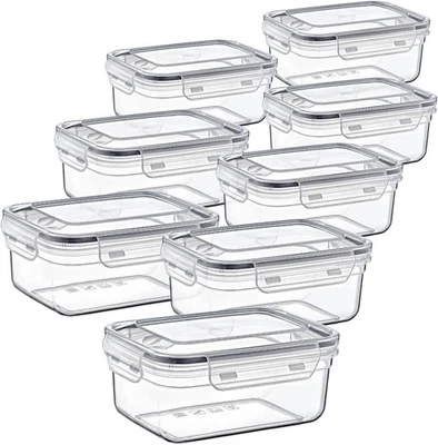 8er-Set Frischhaltedosen mit Clipverschluss 1,4L Vorratsdose Gefrierdose - Bild 1 von 2