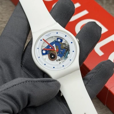 NEW✅SKELETON✅ Swatch Originals GET LUCKY White Silicone Unisex Watch SUOW129 - Image 1 of 4