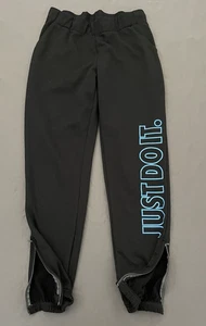Nike Dri Fit Jogger Sweatpants Womens Medium Black Blue Just Do It Logo Stretch - Picture 1 of 14