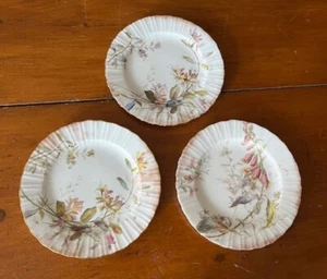 Late 19th Century Doulton Burslem Porcelain Detailed Floral s/3 Small Plates - Picture 1 of 9