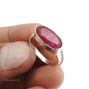 Baguette Ruby Gemstone Solid Sterling Silver Cocktail Anniversary Ring Jewelry - Picture 1 of 9