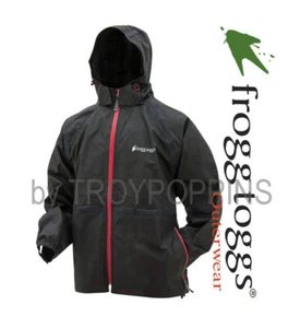 1-TTE6038-01 FROGG TOGGS RAIN GEAR-BLACK/RED TEKK TOAD-II JACKET WET GOLF WALK - Picture 1 of 3