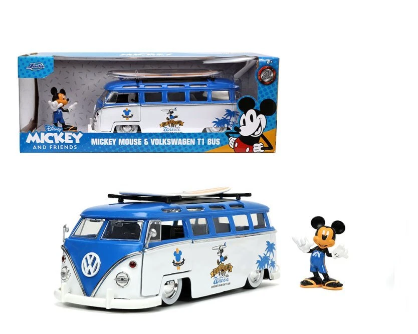 1962 Volkswagen T1 Bus w/ Mickey Mouse Figure Jada Toys 1/24 scale Diecast Car - Image 1 of 1
