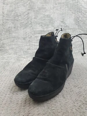 Fly London Yebi Ankle Boots Womens Size 42 EU 11/11.5 US Black Suede Pull On - Image 1 of 4