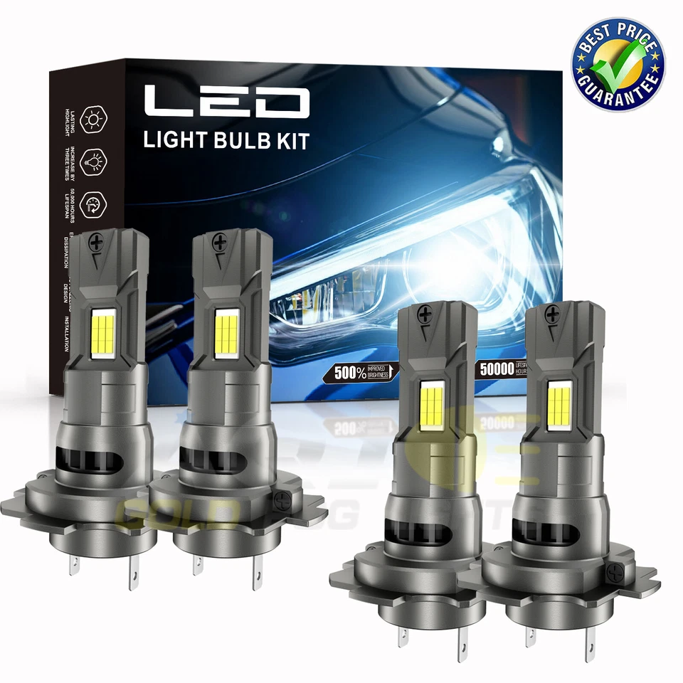 For Saab 9-5 1999-2009 4x H7 H7 6500K LED Headlight High Low Beam Combo Bulbs - Image 1 of 4