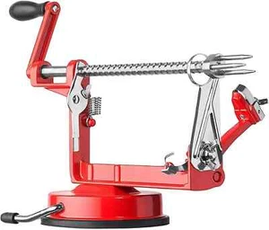 Apple Peeler Fruit Slicer Corer with Stainless Steel Blades and Suction Base Red - Picture 1 of 5