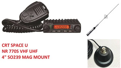 CRT SPACE U UHF Mobile Radio 446 PMR Mag + NR 770S VHF UHF Antenna PRE PROGRAMME