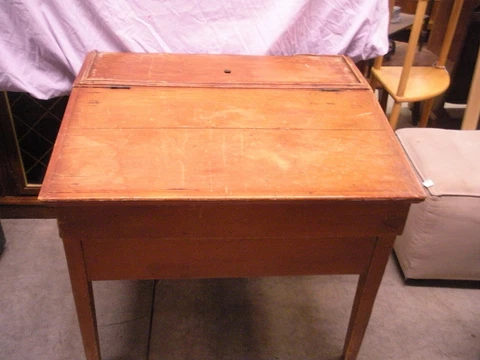 Primitive Plantation Slant Lift Top Desk Pine Mid 1800s  Antique Dovetailed Cover