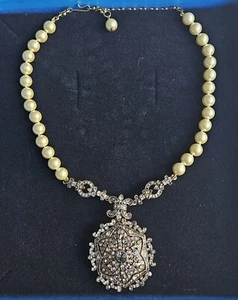 HSN Heidi Daus "UNFORGETTABLE LAVALIERE" Pearl Locket Drop Necklace - Picture 1 of 1