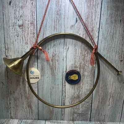 Vintage 21” Decorative Solid Brass Horn with Rope for Hanging Estate Sale Find - Image 1 of 4