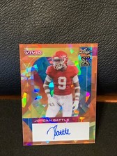 2023 LEAF VIVID FOOTBALL JORDAN BATTLE RC AUTO AUTOGRAPH ORANGE CRYSTAL SSP# 3/3
