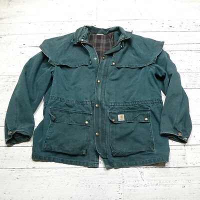 VINTAGE Carhartt Chore Jacket  Men 2XL Green Canvas Cape Work Coat CW043 - Image 1 of 4