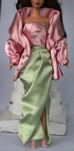 Pink Green Satin CE Robert Best Barbie Outfit Jacket Skirt Fit Fashionista TNT - Picture 1 of 19