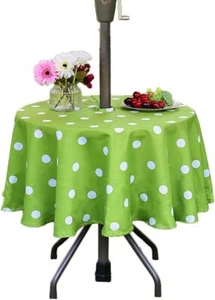 Outdoor Tablecloth Round 60" Spillproof Outdoor Tablecloth with Umbrella Hole - Picture 1 of 8