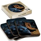4 x Boxed Square Coasters - Blue Dragon Treasure Fantasy  #14037