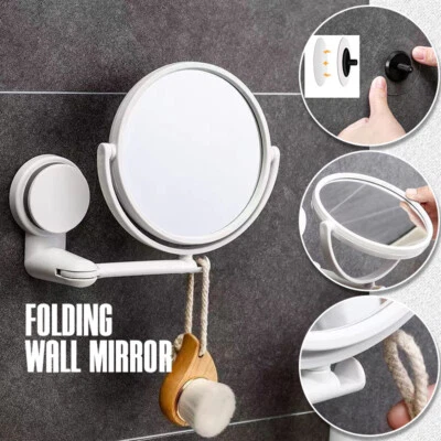 Espejo de pared brazo plegable extensible espejo de baño giratorio doble lado herramienta cosmética Foto 1 de 4