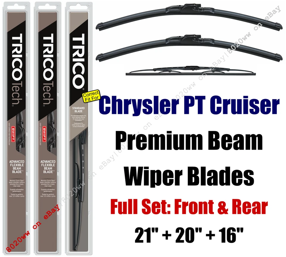Limpiaparabrisas 3pk Premium delantero trasero ajuste Chrysler PT Cruiser 2001-2010 19210/200/30160 Foto 1 de 1