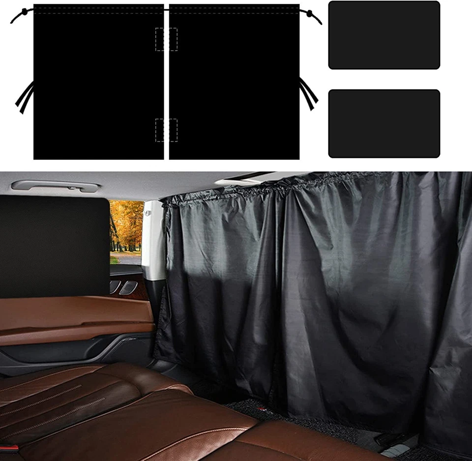 3 Car SUV Divider Curtains Sun Shade Side Window Cover Privacy Travel Nap Block Foto 1 de 4