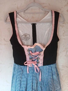 Vestito Tirolese Xxs Donna Edelnice Nero Bianco Blu Rosa - Foto 1 di 1