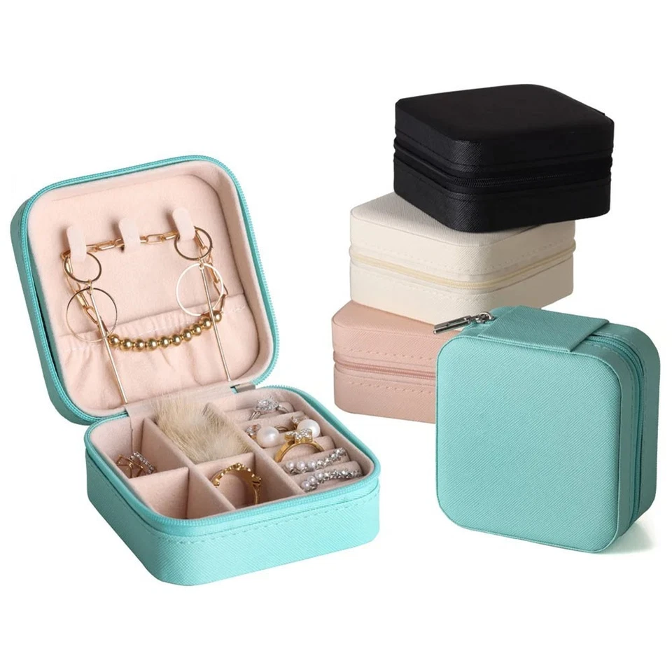 Portable Jewelry Box with Multiple Compartments for Travel and Storage - Image 1 of 4