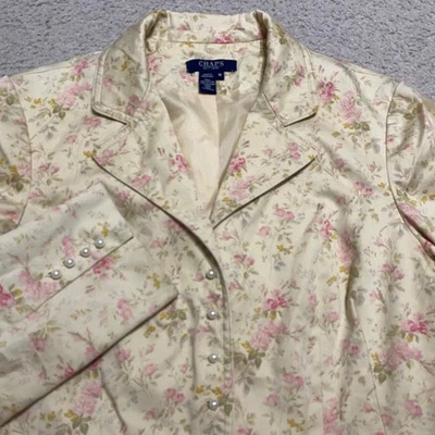 Blazer Chaps Mujer Mediano Multicolor Floral Perla Botón Ligero Westbury Foto 1 de 4