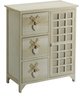 CASSETTIERA ARMONIA "WHITE WASHED" 3 CASSETTI CUORE E FIOCCHI IN LEGNO DI PAU... - Foto 1 di 1