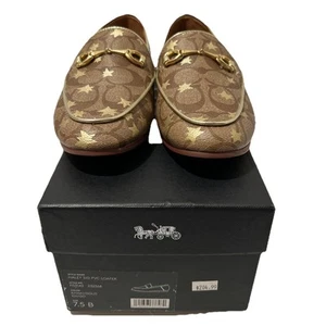 Coach Haley Womens Khaki/Gold Signature Leather Loafers Slip On Shoe Size 7.5 B - Picture 1 of 18