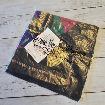 Cachecol de seda vintage Diane Von Furstenberg multi animal quadrado 41X41 Avon 1995 NOVO - Imagem 1 de 4