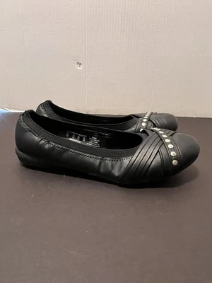 SIMPLE ESTILO NIÑAS NIÑOS’S ZAPATO TALLA 4 ZAPATOS PLANOS DE BALLET NEGRO IMITACIÓN CUERO Foto 1 de 4