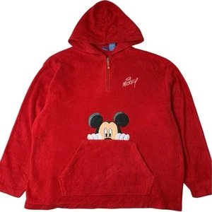 Disney Mickey Mouse Peeking 1/4 Zip Hoodie Womens Size XL Lounge Fleece Jumper - Picture 1 of 11