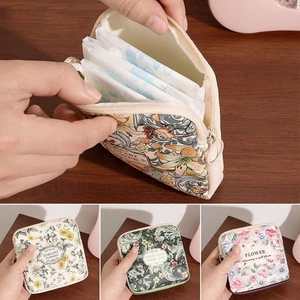 PVC Cosmetic Bag Large Capacity Mini Data Cables Organizer Sanitary Pads Bag - Picture 1 of 15