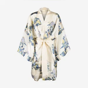 Olivia Von Halle MIMI paradise silk Satin ecru kimono robe one size women’s - Picture 1 of 10