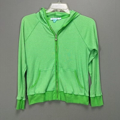 FRESH PRODUCE Mujer S Rayas Verdes Cremallera Completa Sudadera con Capucha Preppy Bolsillo Chaqueta EE. UU. Foto 1 de 4