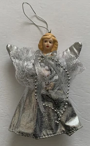 Angel ornament Or small Christmas Holiday Tree Topper silver  SEE LAST PHOTO - Picture 1 of 5