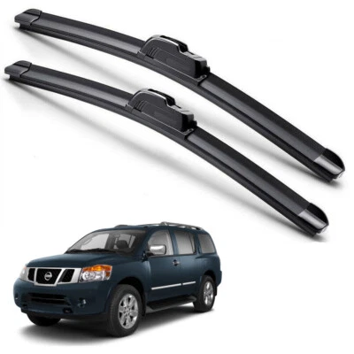 For 2004-2015 Nissan Armada Windshield Wiper Blades J-HOOK Hybrid Silicone - Image 1 of 4