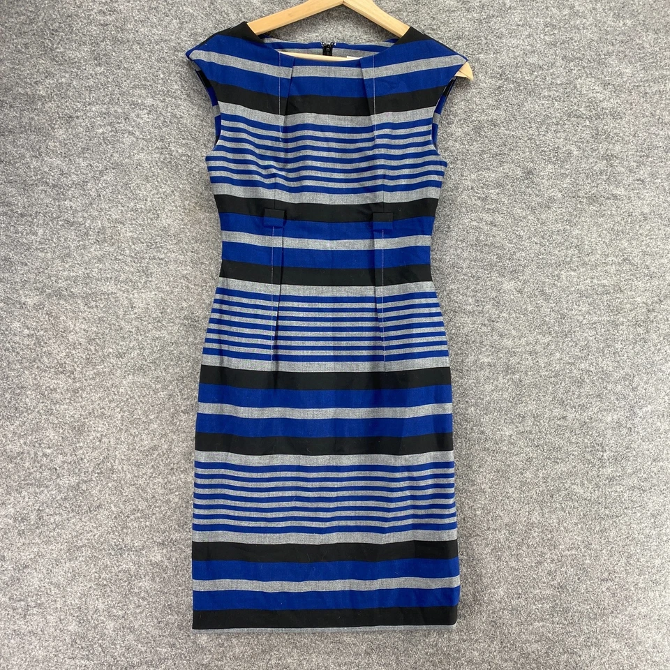 Vestido Calvin Klein Mujer 2 Azul Rayas Funda Midi Cremallera Sin Mangas Informal Foto 1 de 4