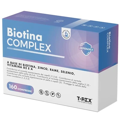 T-REX INTEGRATORI Biotina Complex 160 compresse. Integratore per Capelli con Biotina, Rame e Zinco