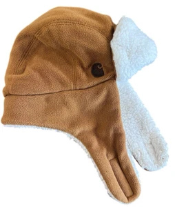 Carhartt Infant Toddler Size Sherpa Lined Little Bubba Tan Hat Ear Flaps - Picture 1 of 9