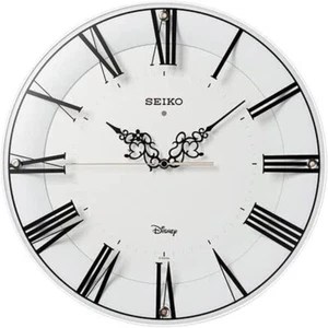 Seiko Wall Clock FS506W Adult Disney Mickey & Minnie Mouse, Radio Waves - Picture 1 of 9